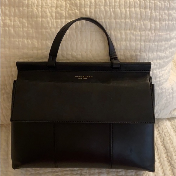 Tory Burch Handbags - Tory Burch Block-T T 57053 Black Leather Satchel